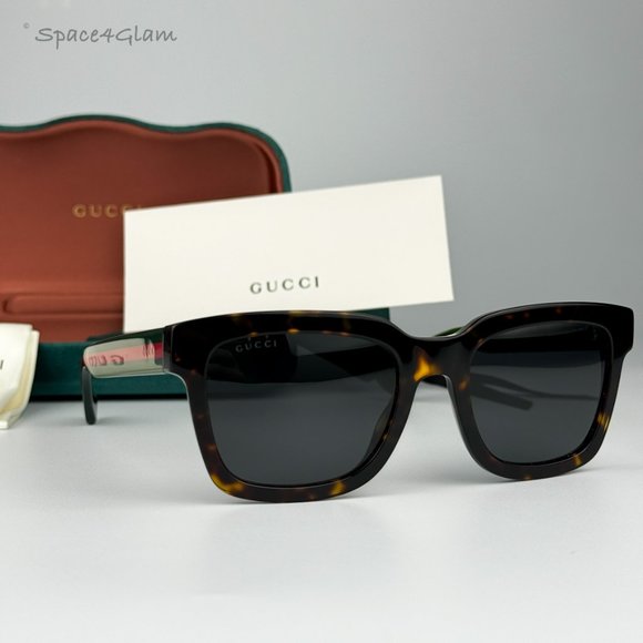 NEW GUCCI GG0001SN 003 Havana Grey Anti-Reflective Square Unisex Sunglasses - Picture 4 of 7